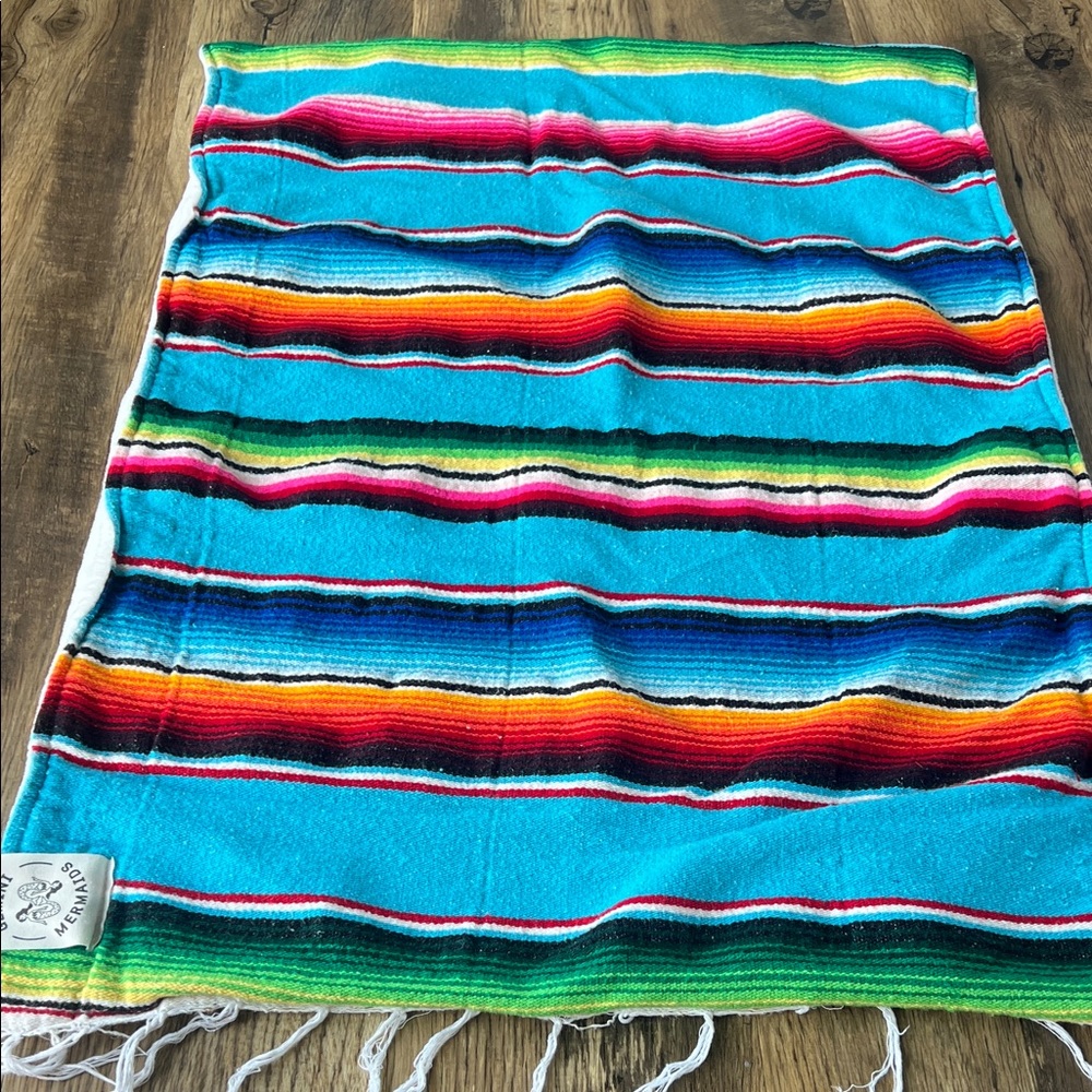 Colorful Mexican style baby blanket Gemini mermaids
